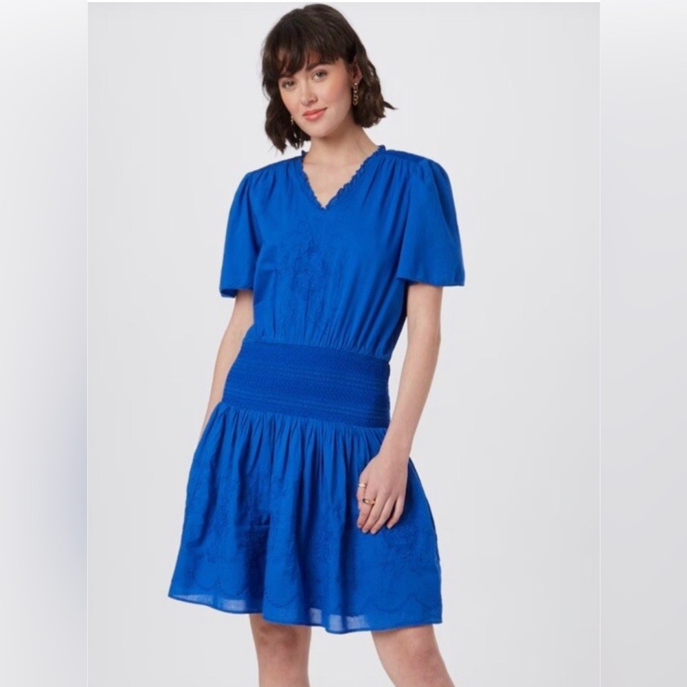 Ralph Lauren Blue Embroidered Midi Dress